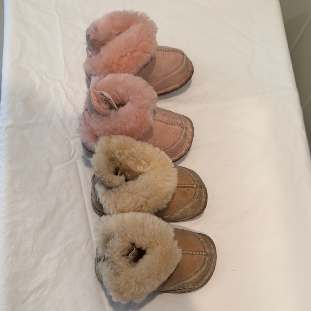 Ugg Baby Boo Boots Rare Suede Soles in Pink and Tan size 4/5